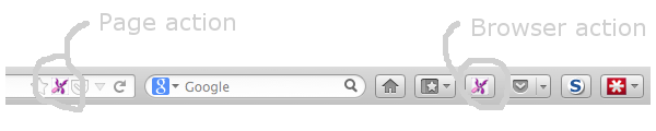 Firefox page and browser buttons